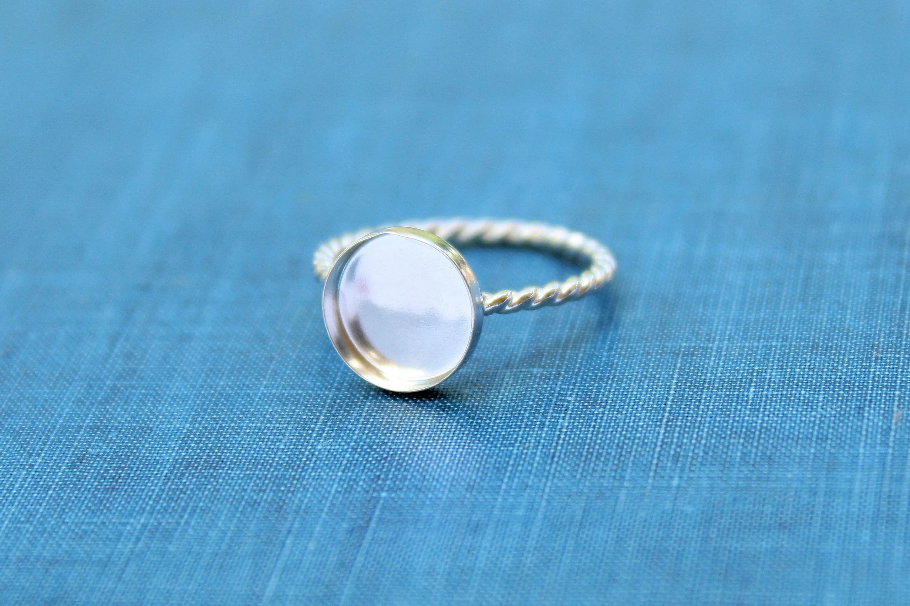 Silver 16mm Bezel Cup Rope Ring blank
