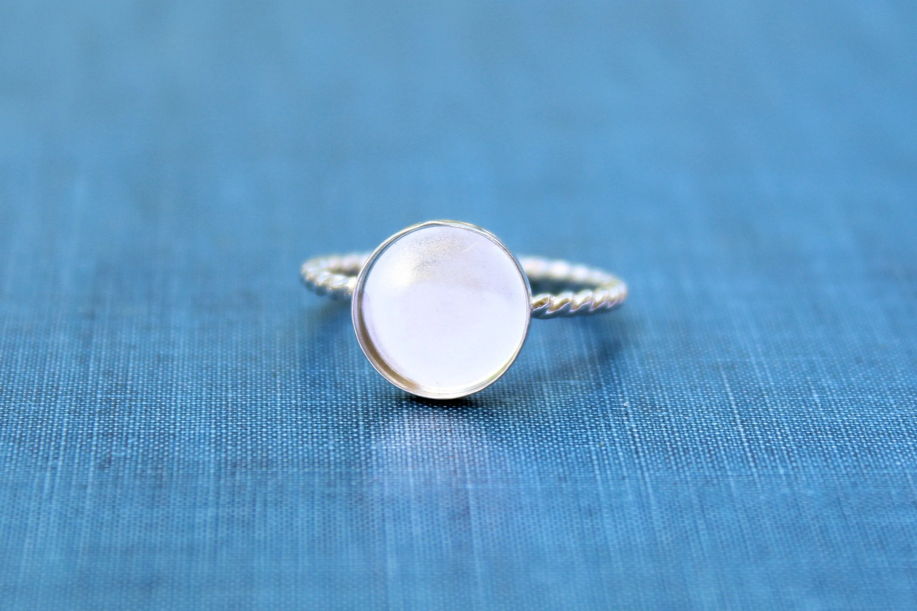 Silver 16mm Bezel Cup Rope Ring blank