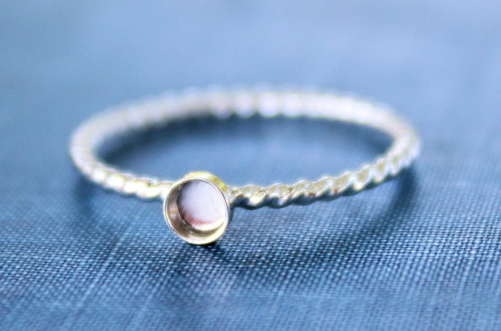 Silver 3mm Bezel Cup Rope Ring blank