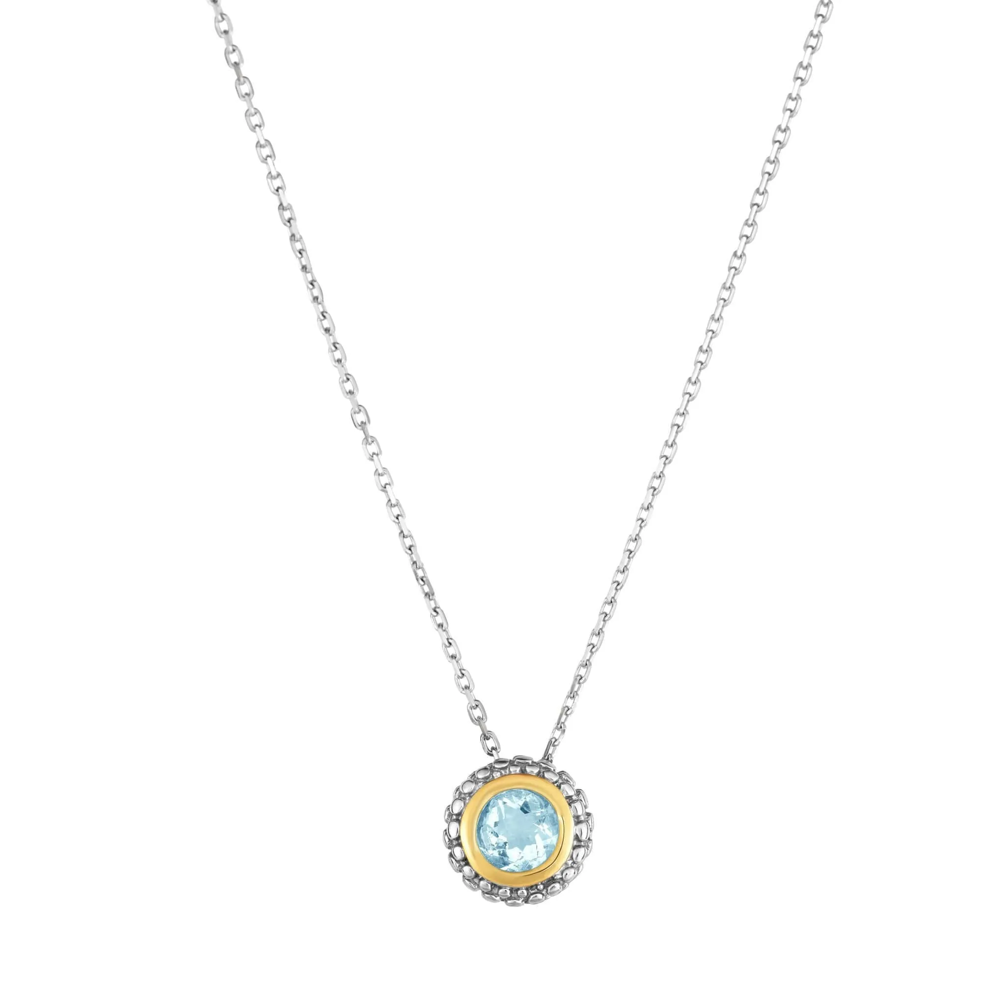 Silver & 18K Gold Prosecco Aquamarine Pendant