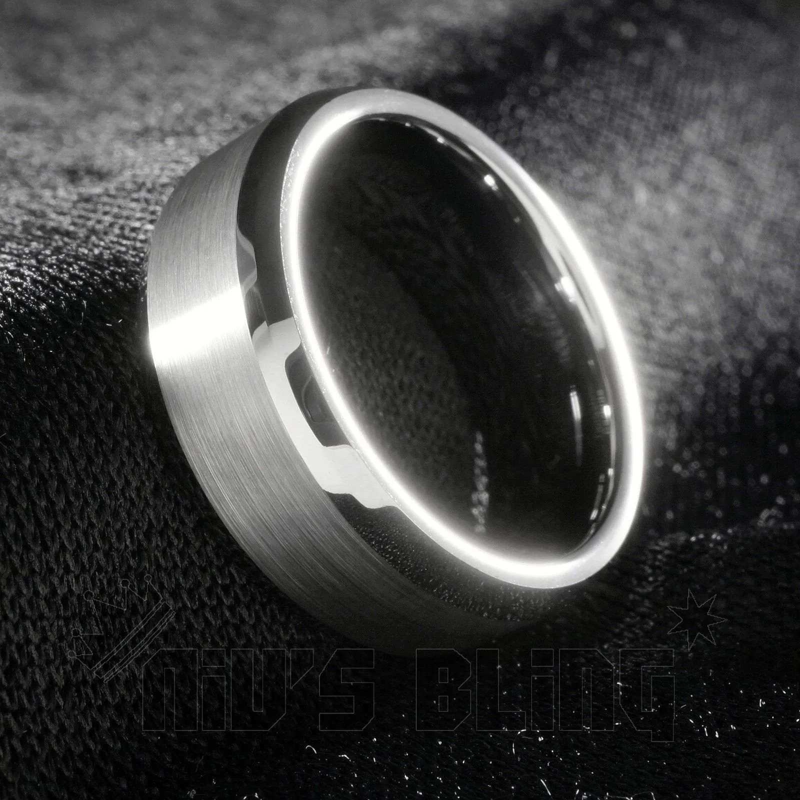 Silver Brushed Tungsten Carbide Ring 8MM