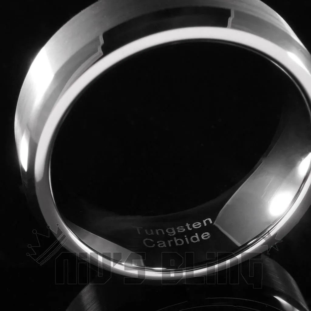 Silver Brushed Tungsten Carbide Ring 8MM
