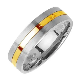 Silver or Titanium With 14K Yellow Gold Ring