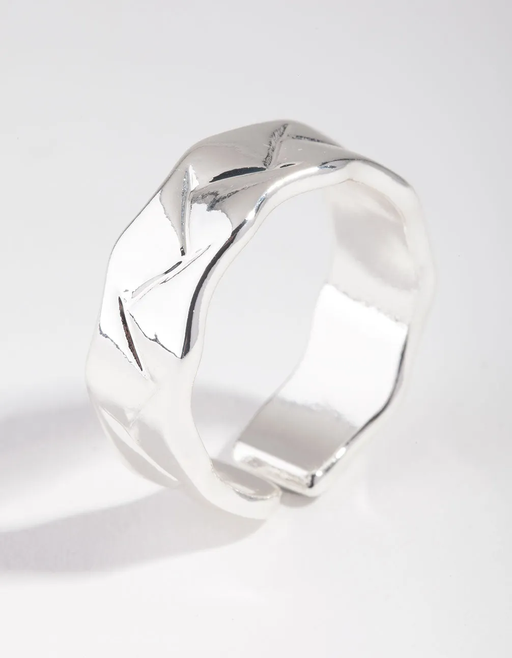 Silver Plated Geometric Molten Adjustable Ring