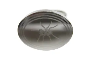 Silver Toned Etched Oval Side Facing Spider Adjustable Size Fashion Ring