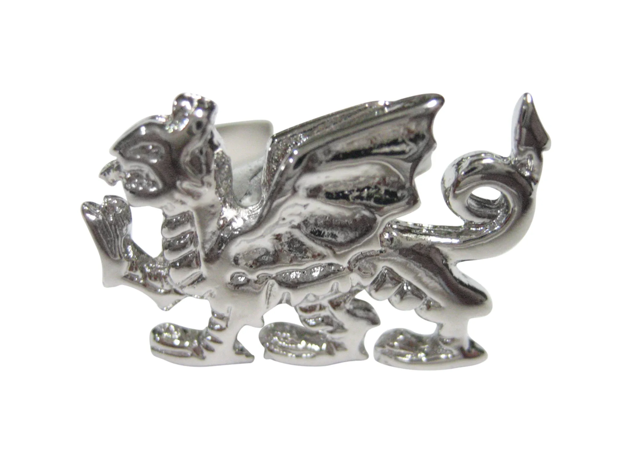 Silver Toned Welsh Dragon Adjustable Size Fashion Ring