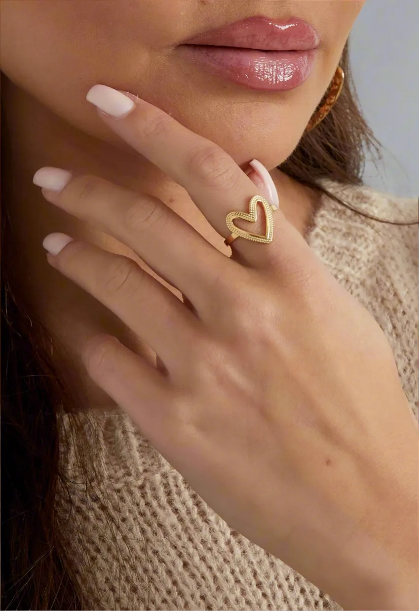 Simple Heart, adjustable ring - gold and silver colour