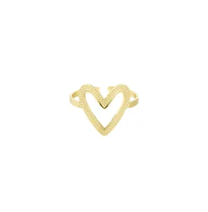Simple Heart, adjustable ring - gold and silver colour