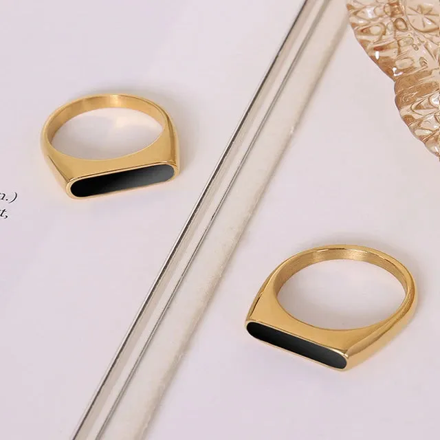 Simple Style Geometric Titanium Steel Plating Inlay Shell Rings 1 Piece