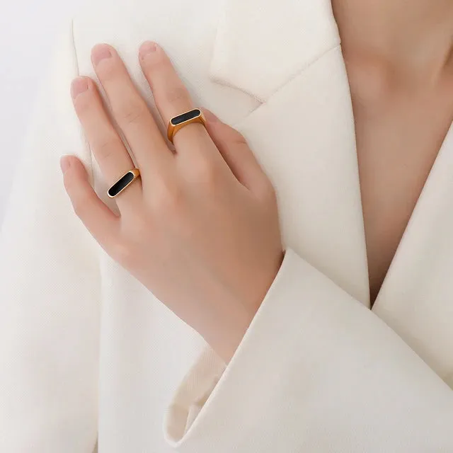 Simple Style Geometric Titanium Steel Plating Inlay Shell Rings 1 Piece