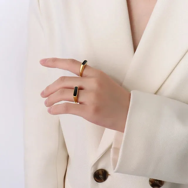 Simple Style Geometric Titanium Steel Plating Inlay Shell Rings 1 Piece