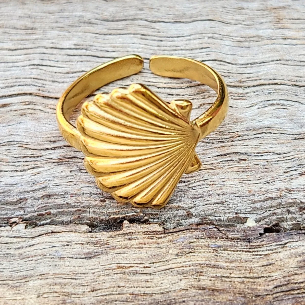 SIMPLY SHELL  - ADJUSTABLE WATERPROOF SHELL 18K GOLD RINGS
