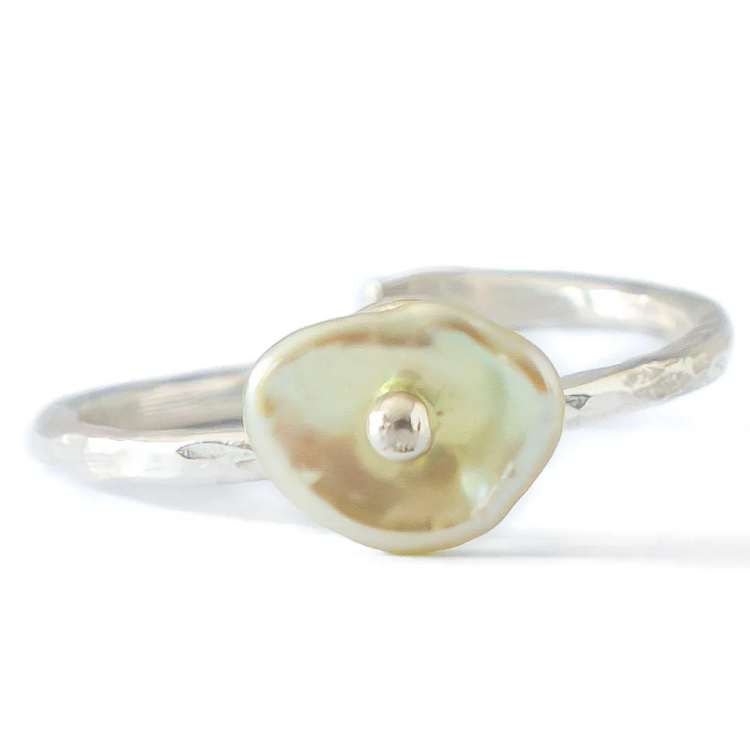 Single Keshi Pearl & Argentium Silver Stacking Rings - Karolyn Elisa Jewelry