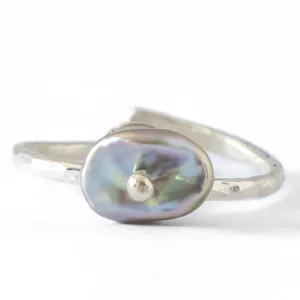Single Keshi Pearl & Argentium Silver Stacking Rings - Karolyn Elisa Jewelry