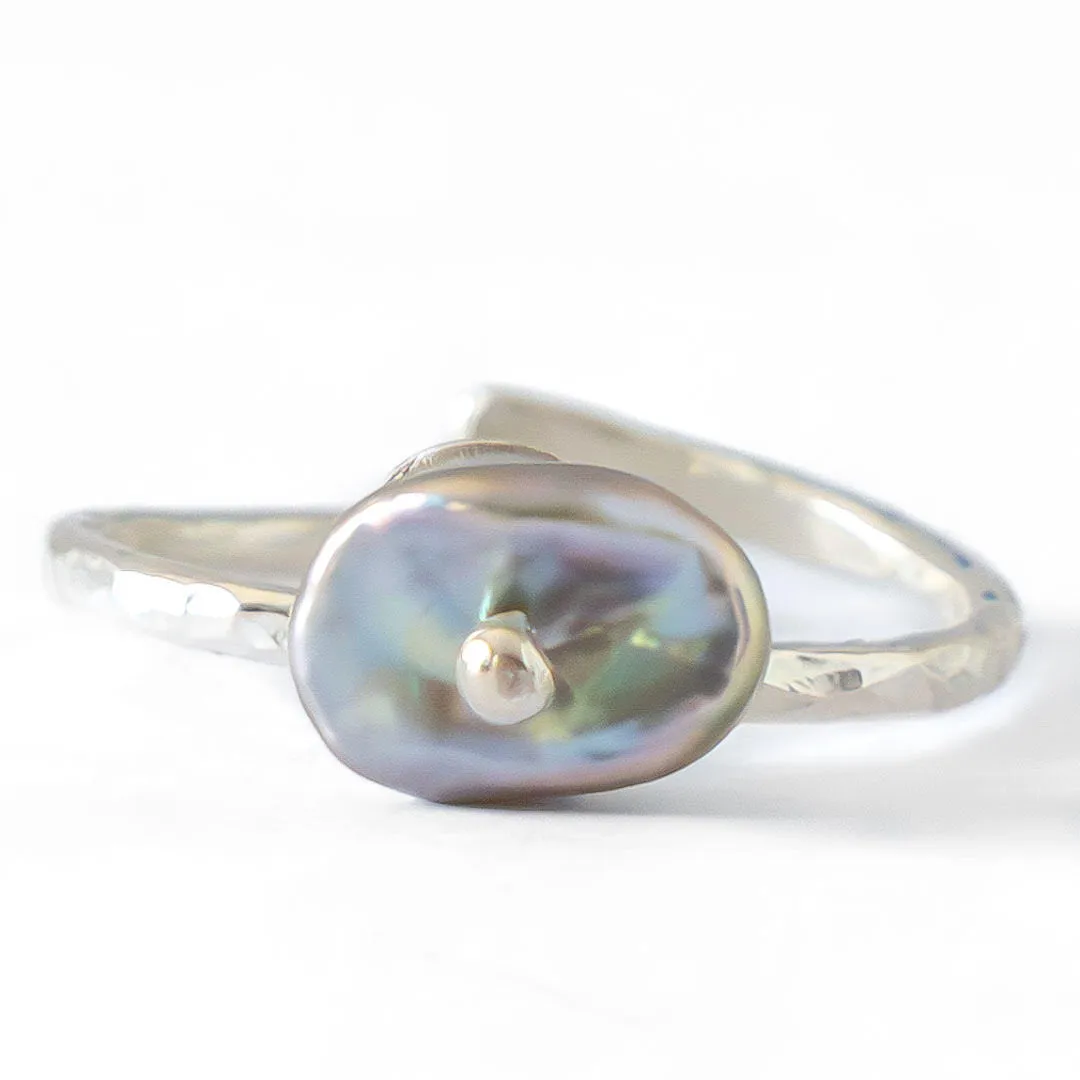 Single Keshi Pearl & Argentium Silver Stacking Rings - Karolyn Elisa Jewelry