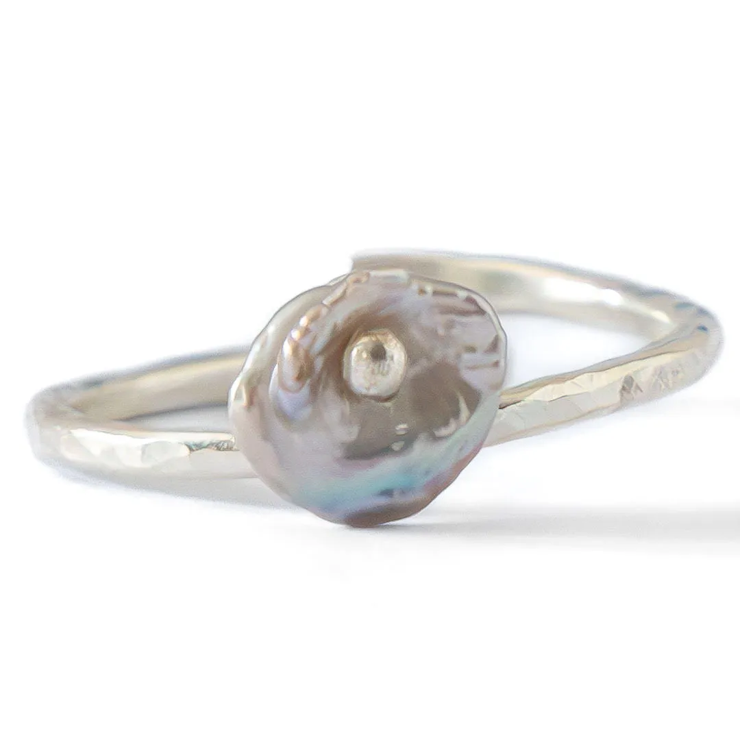 Single Keshi Pearl & Argentium Silver Stacking Rings - Karolyn Elisa Jewelry