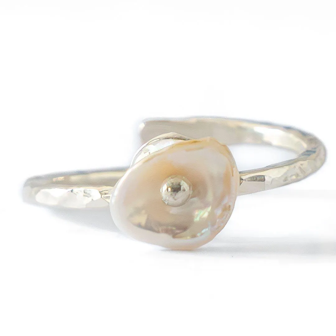 Single Keshi Pearl & Argentium Silver Stacking Rings - Karolyn Elisa Jewelry