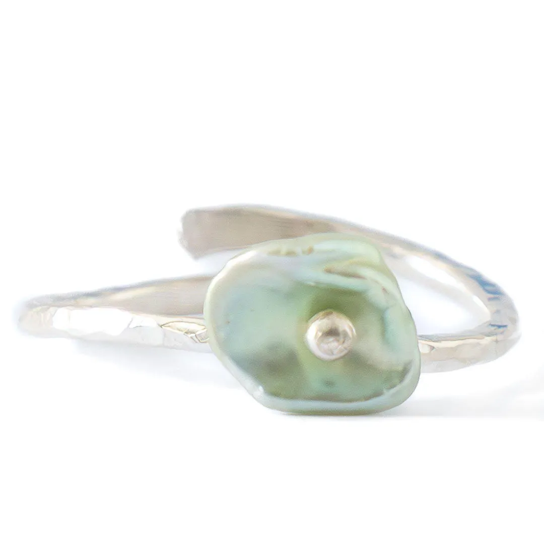 Single Keshi Pearl & Argentium Silver Stacking Rings - Karolyn Elisa Jewelry