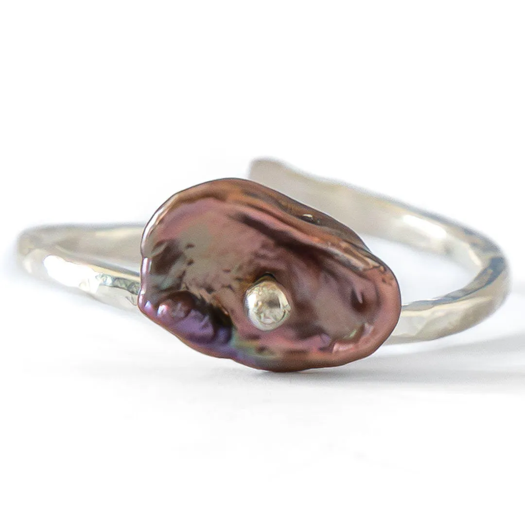 Single Keshi Pearl & Argentium Silver Stacking Rings - Karolyn Elisa Jewelry