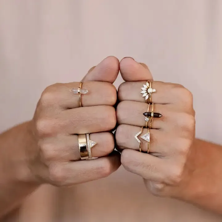 Smoky Quartz Point Gold Ring