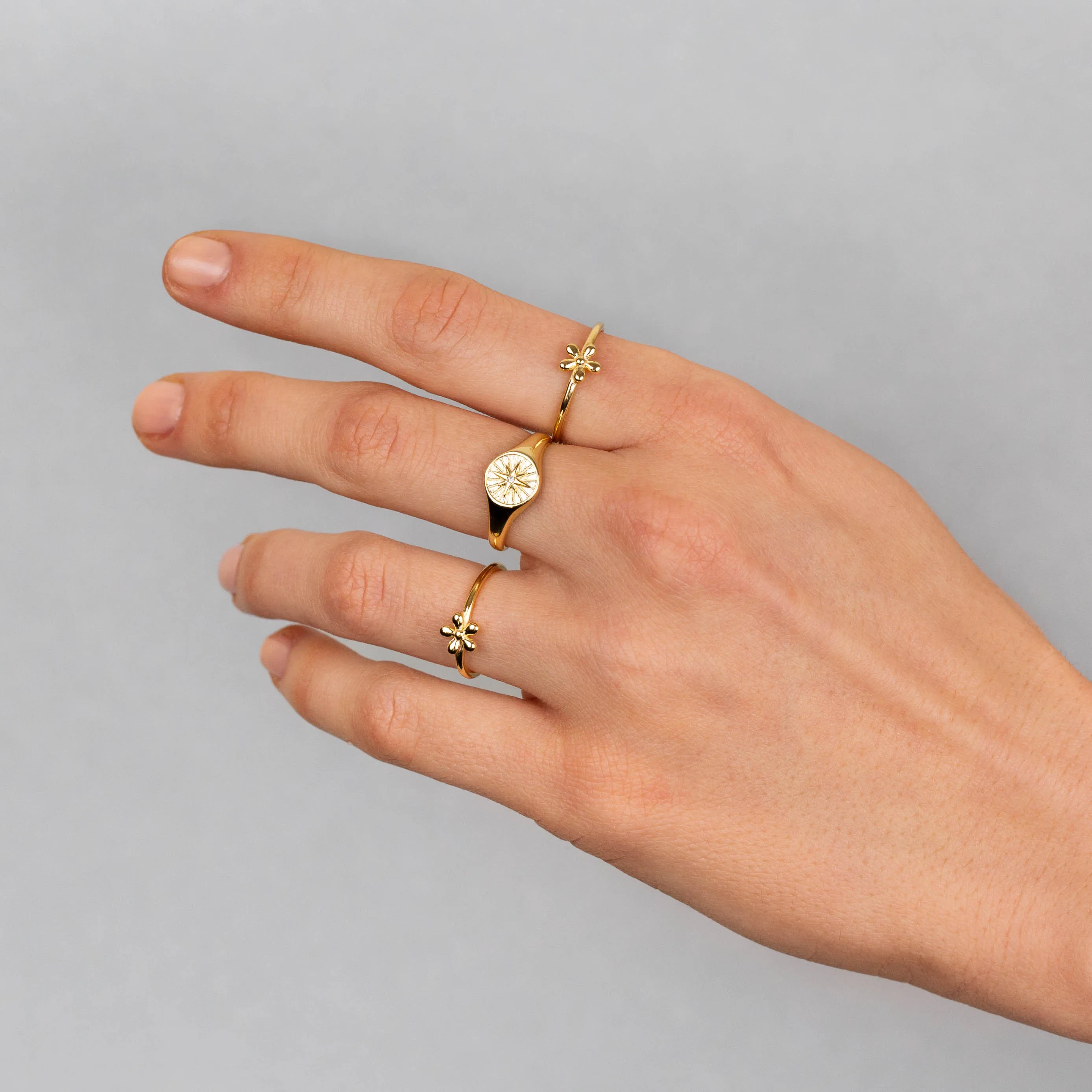 Solid Flower Adjustable Ring