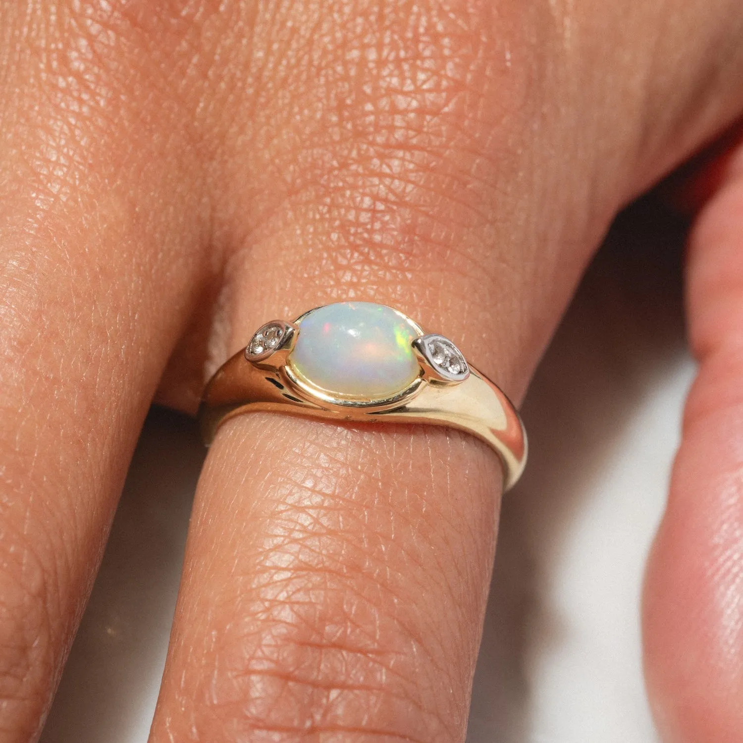Solid Gold Crystal Ball Opal Ring