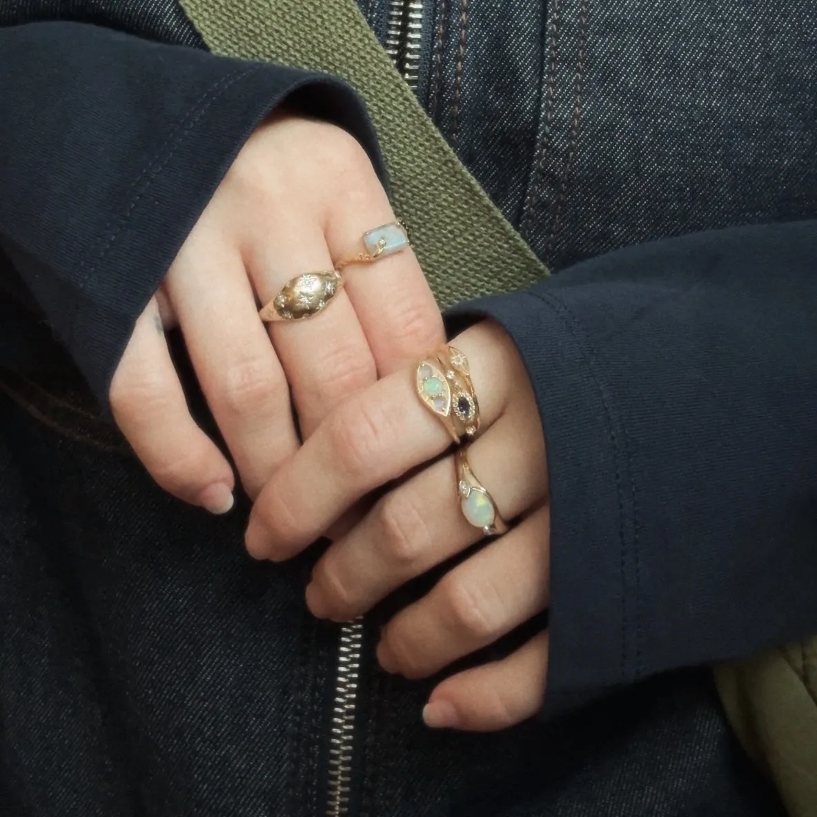 Solid Gold Crystal Ball Opal Ring