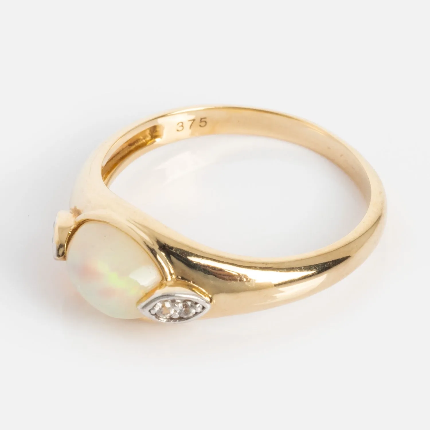 Solid Gold Crystal Ball Opal Ring