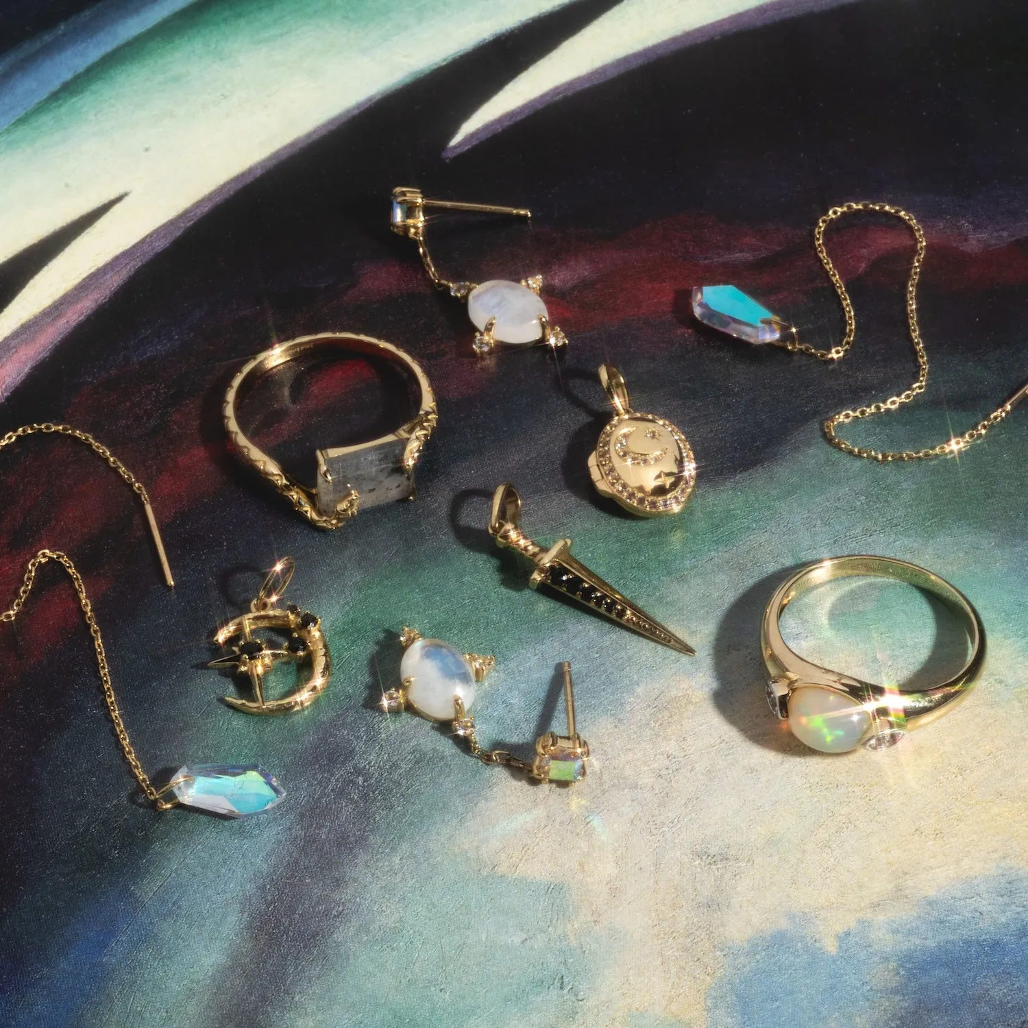 Solid Gold Crystal Ball Opal Ring