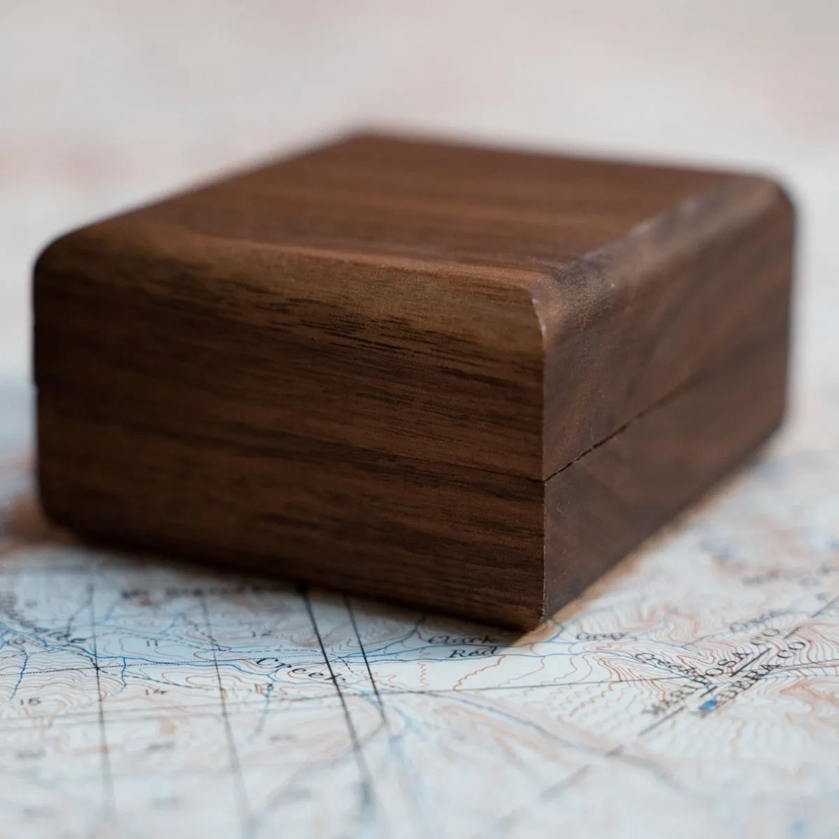 Solid Walnut Square Wooden Ring Box