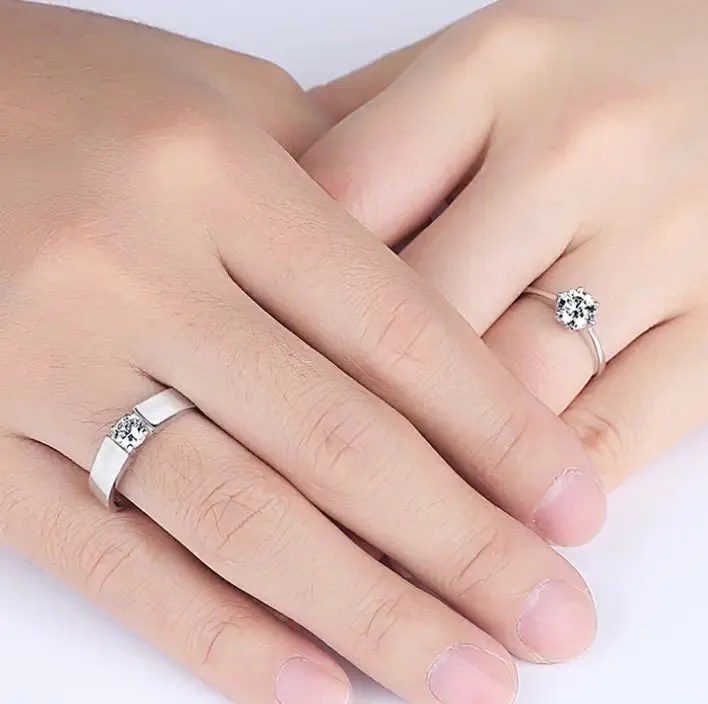 Sparkling CZ Wedding Rings Set