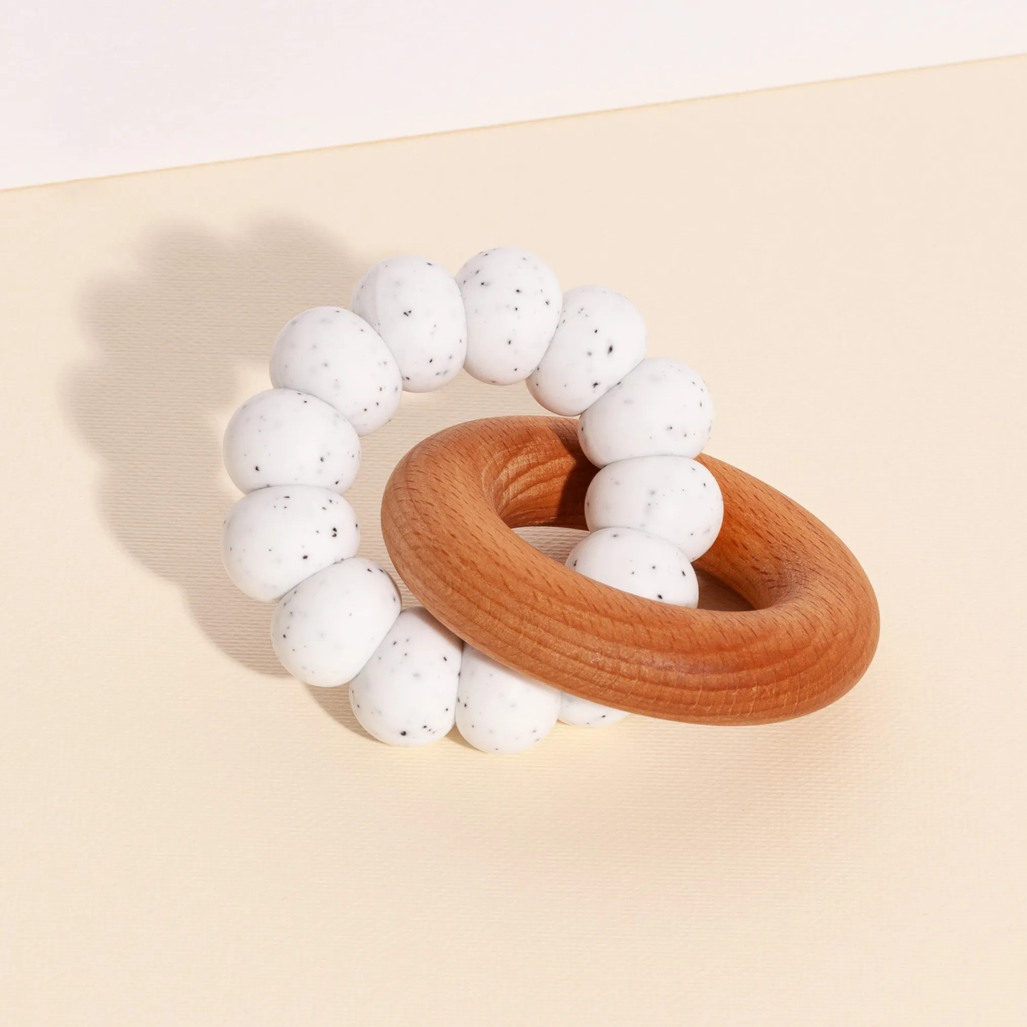 Speckled White Beechwood Teether