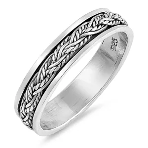 Spinner Celtic Weave Rope Chain Ring New .925 Sterling Silver Band Sizes 7-13
