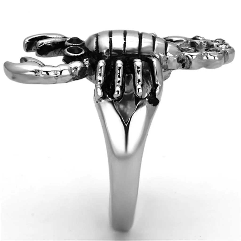 Stainless Steel Women's Rings with Synthetic Crystals - High Polished Jet Design