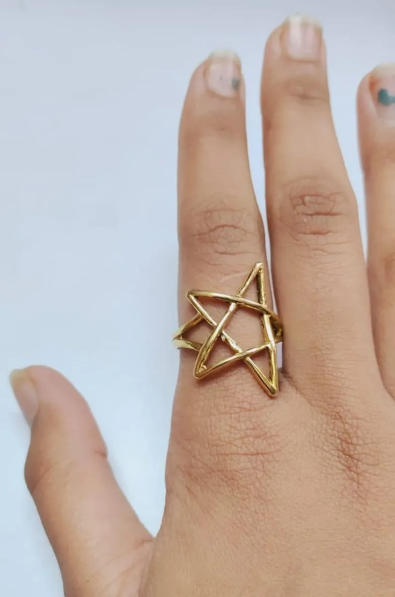 Star Adjustable Ring Gold Plated AR51