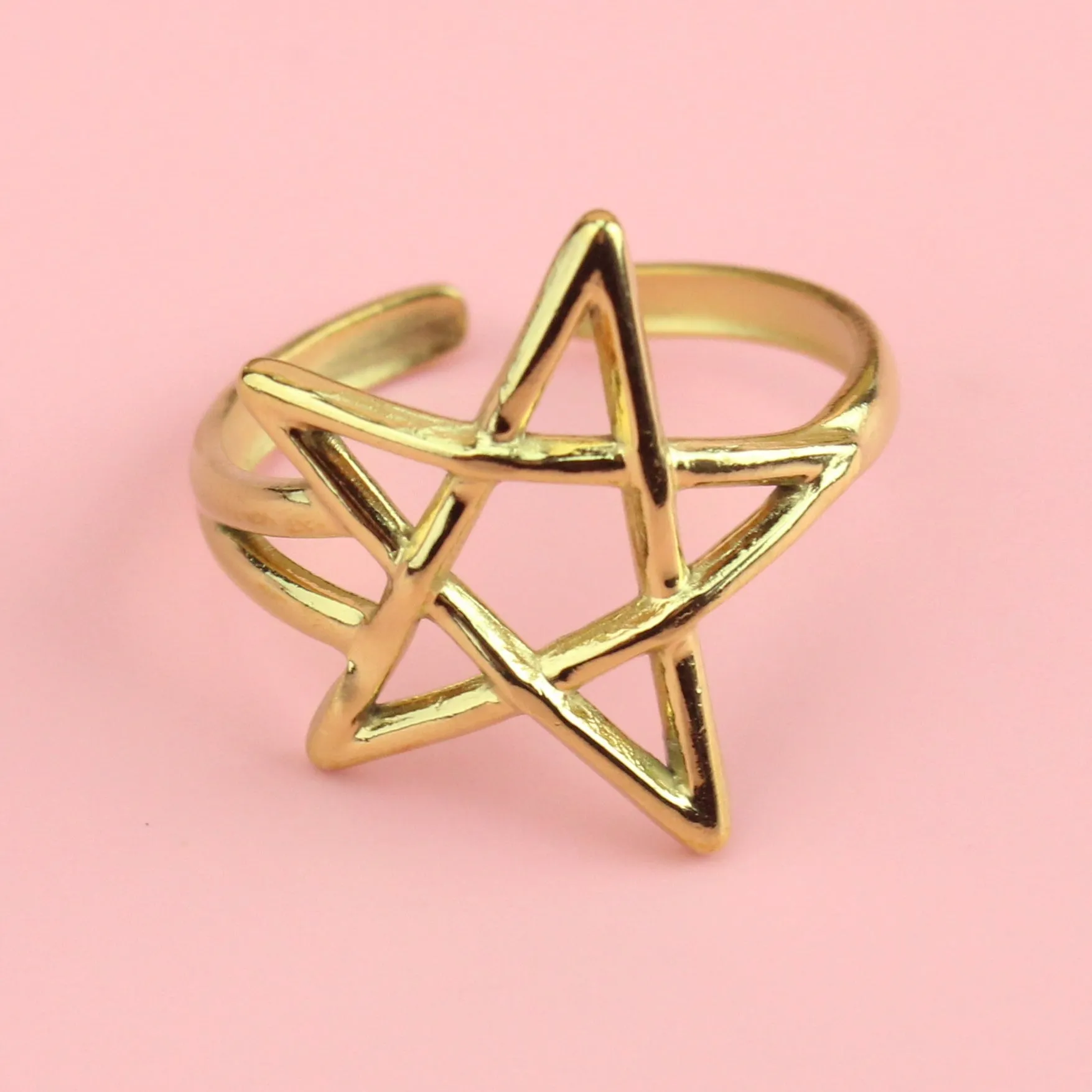 Star Adjustable Ring Gold Plated AR51