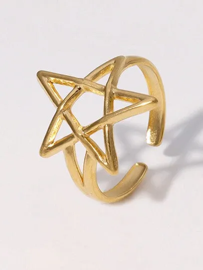 Star Adjustable Ring Gold Plated AR51