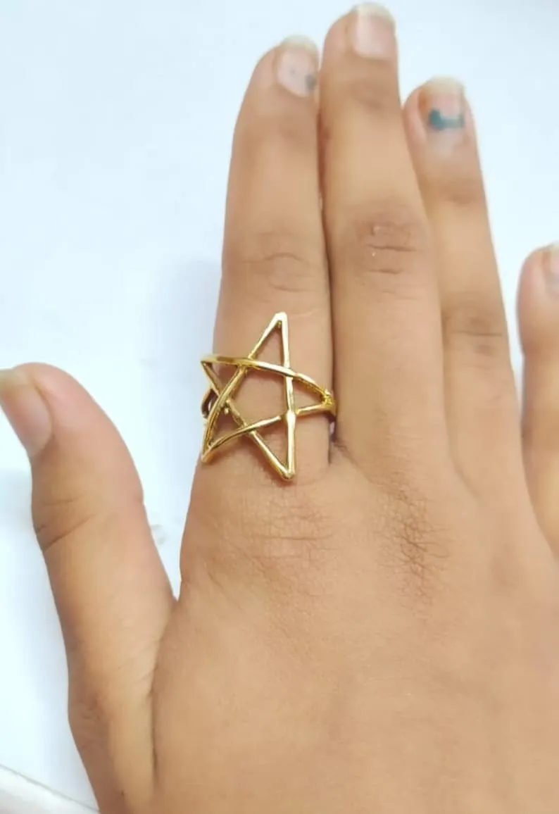 Star Adjustable Ring Gold Plated AR51