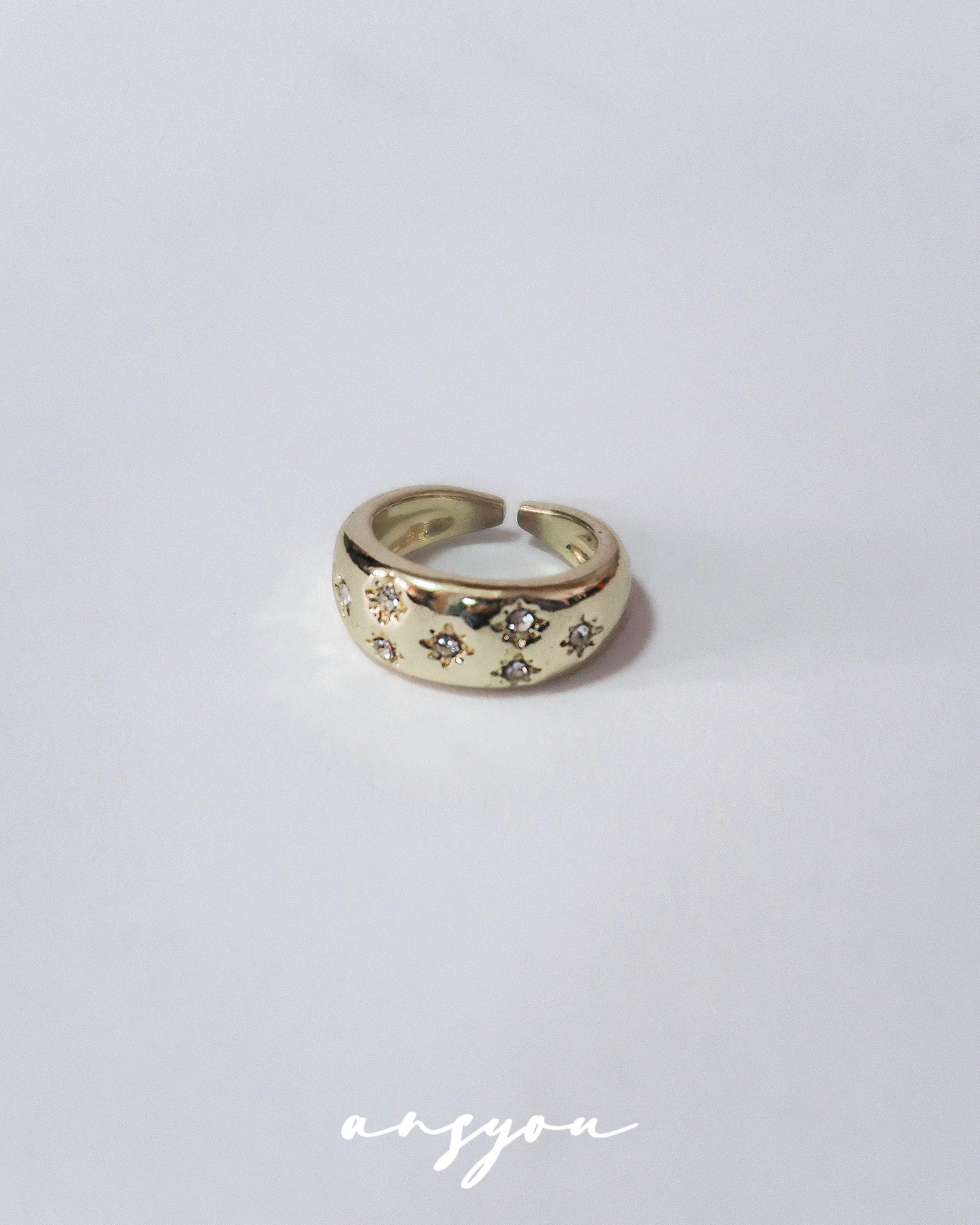 Starlit Bloom Wide Ring