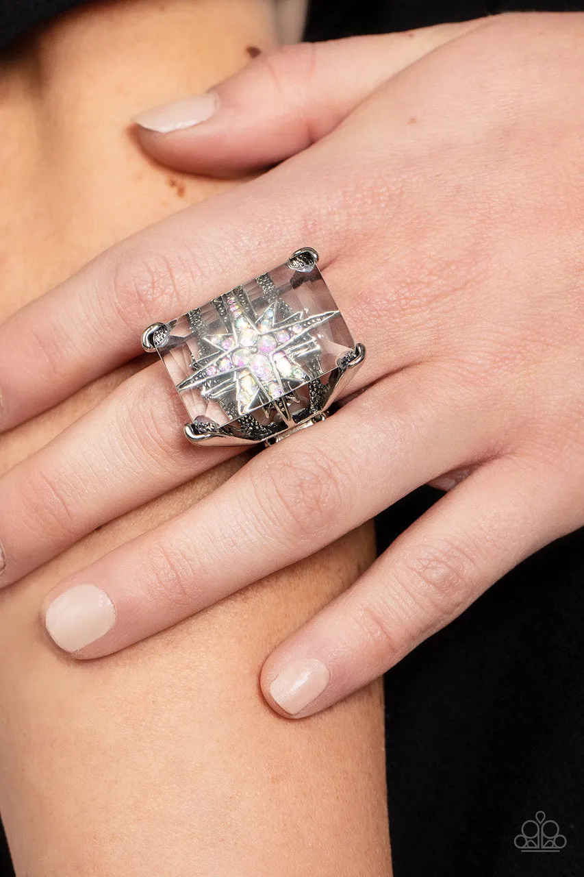 Starry Serenity - Multi - Iridescent Rhinestone Compass Rose Paparazzi Ring