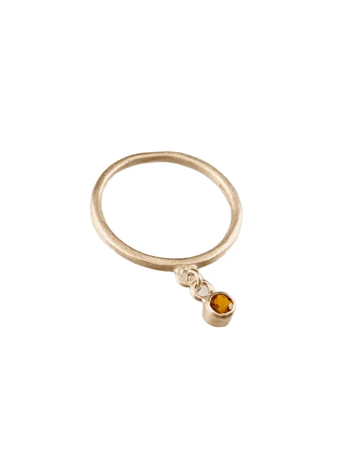 Sterling & Faceted Citrine Gemstone Charm Ring
