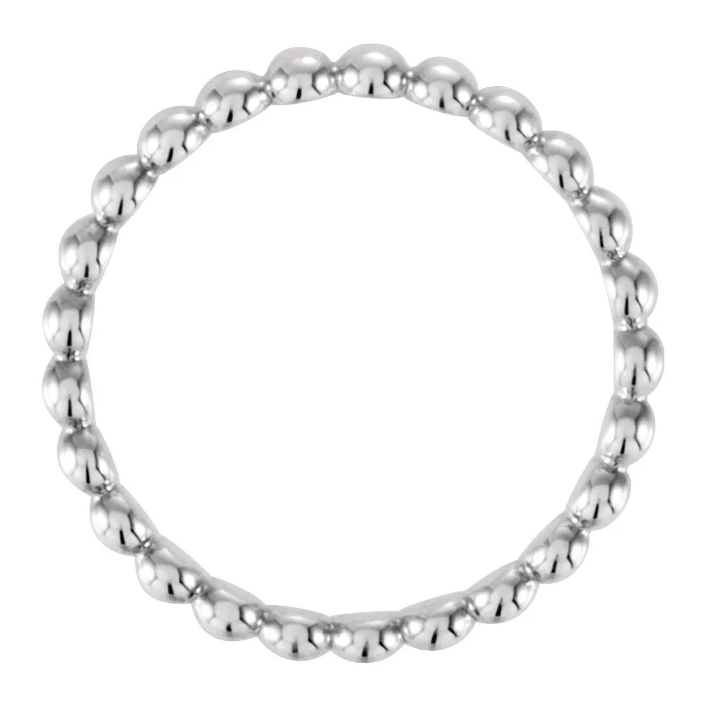 Sterling Silver 2.5mm Beaded Stackable Ring Size 6