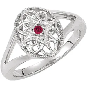 Sterling Silver 2mm Round Ruby Ring Size 5