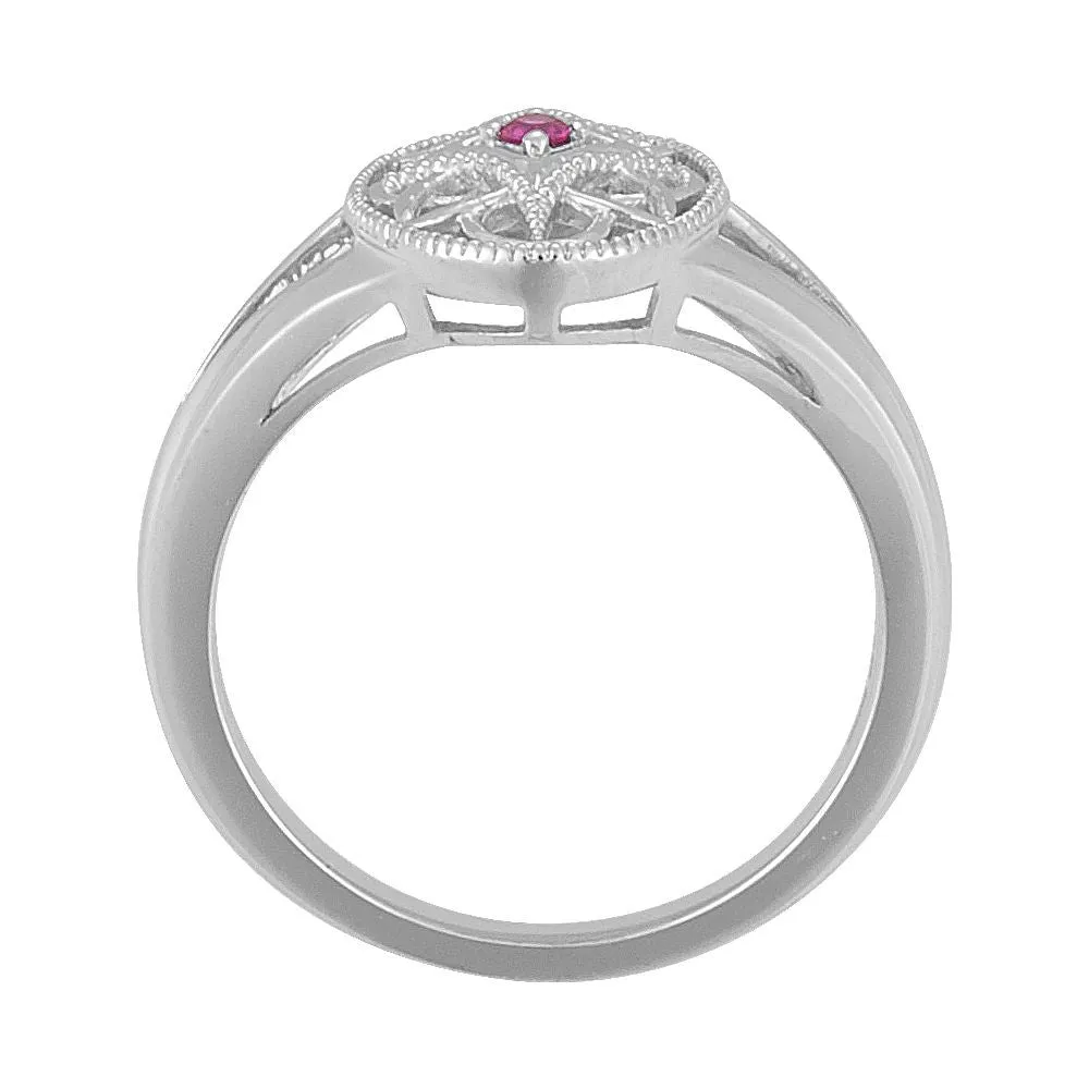 Sterling Silver 2mm Round Ruby Ring Size 5