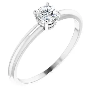 Sterling Silver 3 mm Round Imitation Diamond Birthstone Ring Size 3
