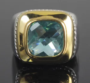 Sterling Silver Aquamarine CZ Ring Size 8