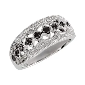 Sterling Silver Black Spinel Ring Size 7