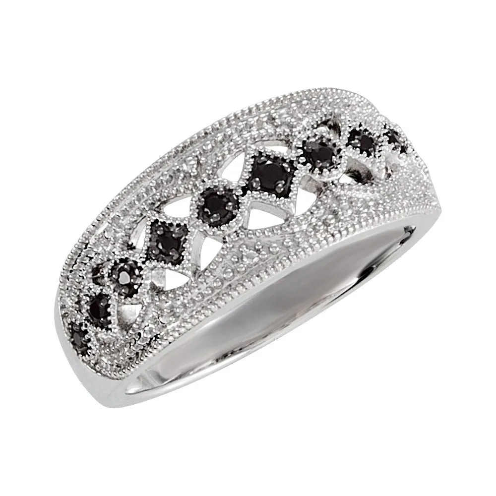 Sterling Silver Black Spinel Ring Size 7