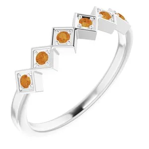 Sterling Silver Citrine Stackable Ring