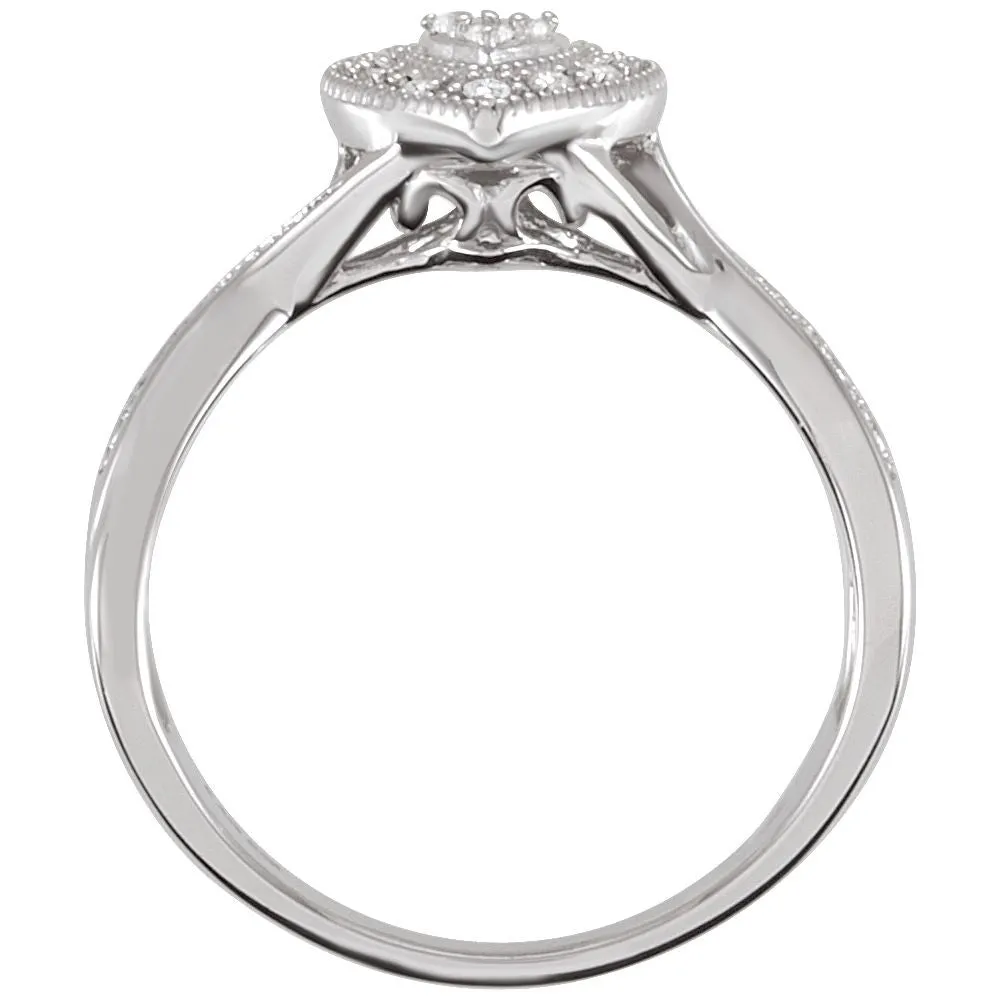 Sterling Silver Cubic Zirconia Heart Ring Size 7